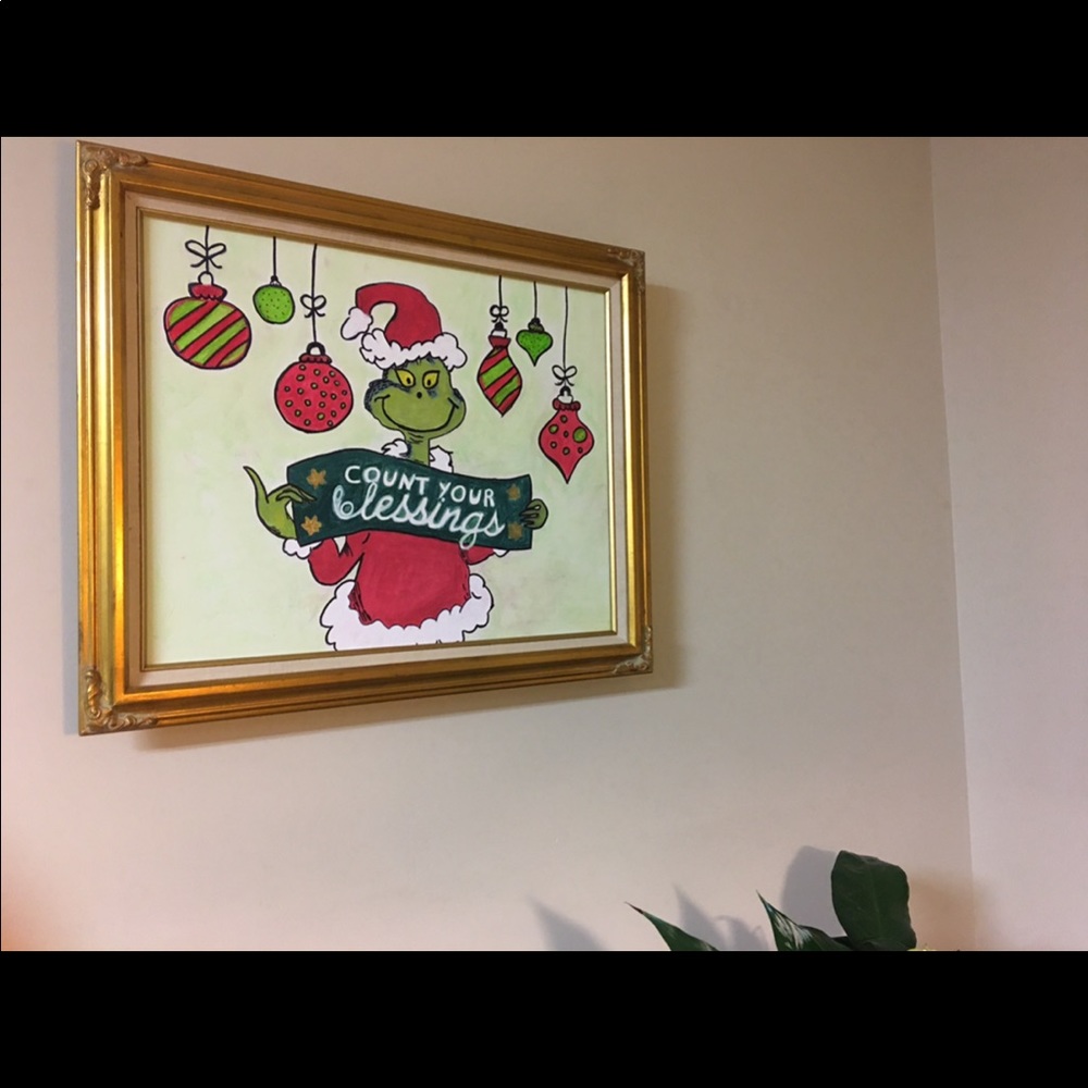 Hand painted Christmas Grinch Art work